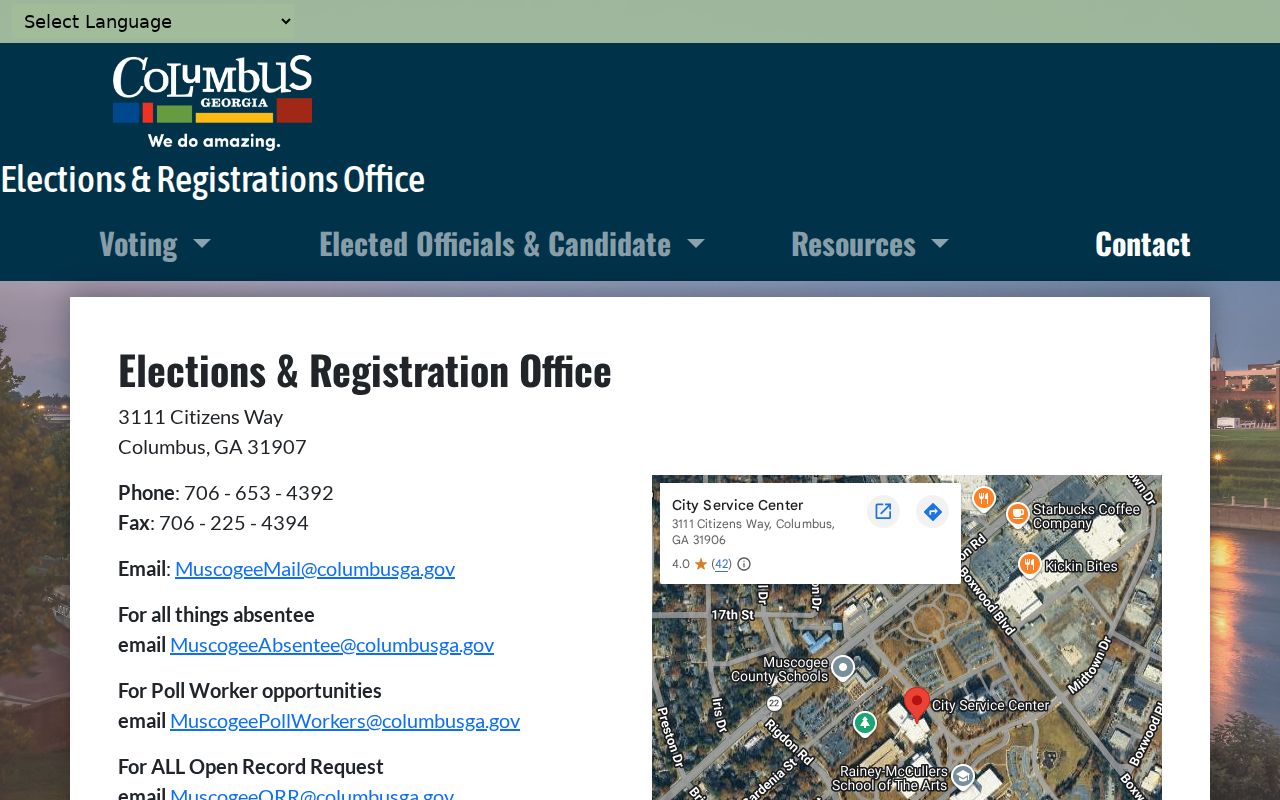 Columbus residents directory Muscogee elections contact