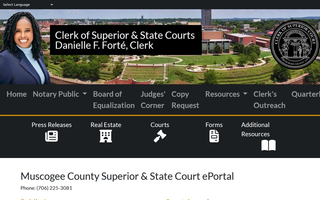 Muscogee Superior and State Courts public ePortal