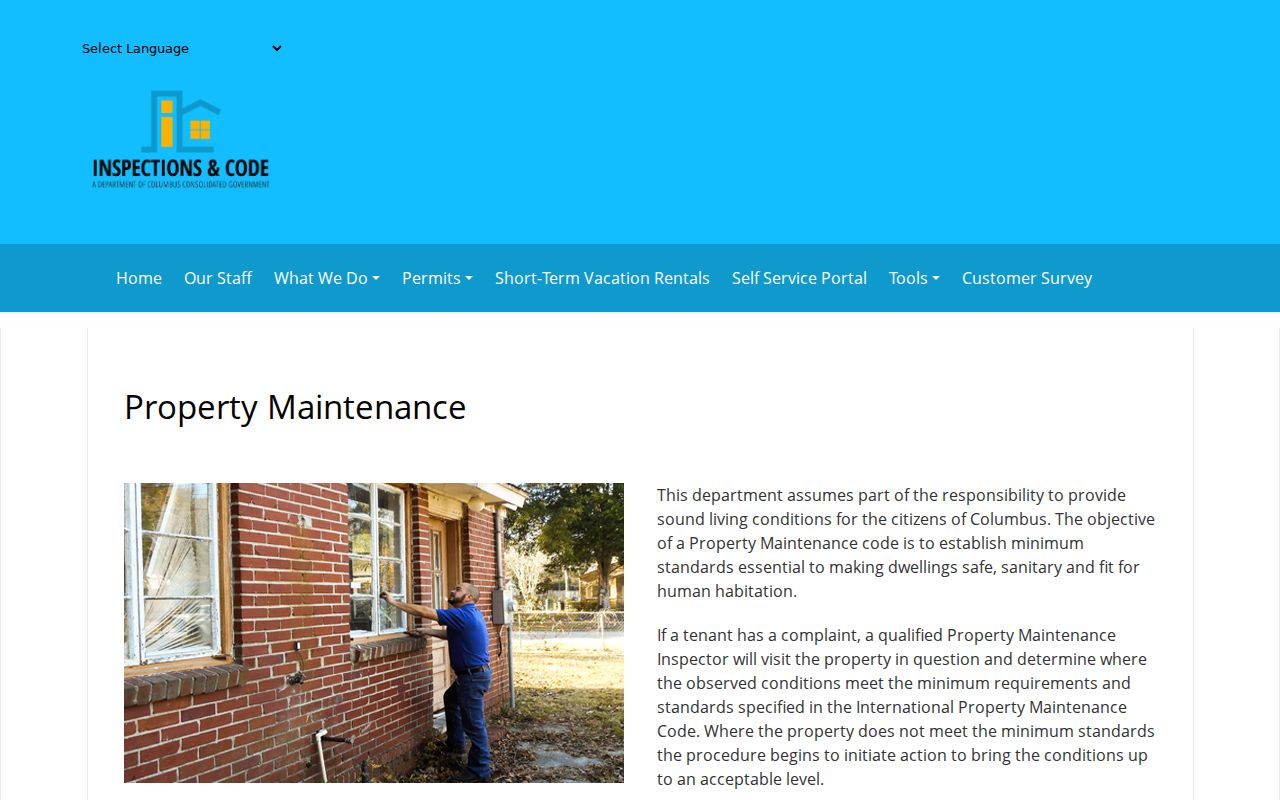 Columbus street directory property maintenance cases