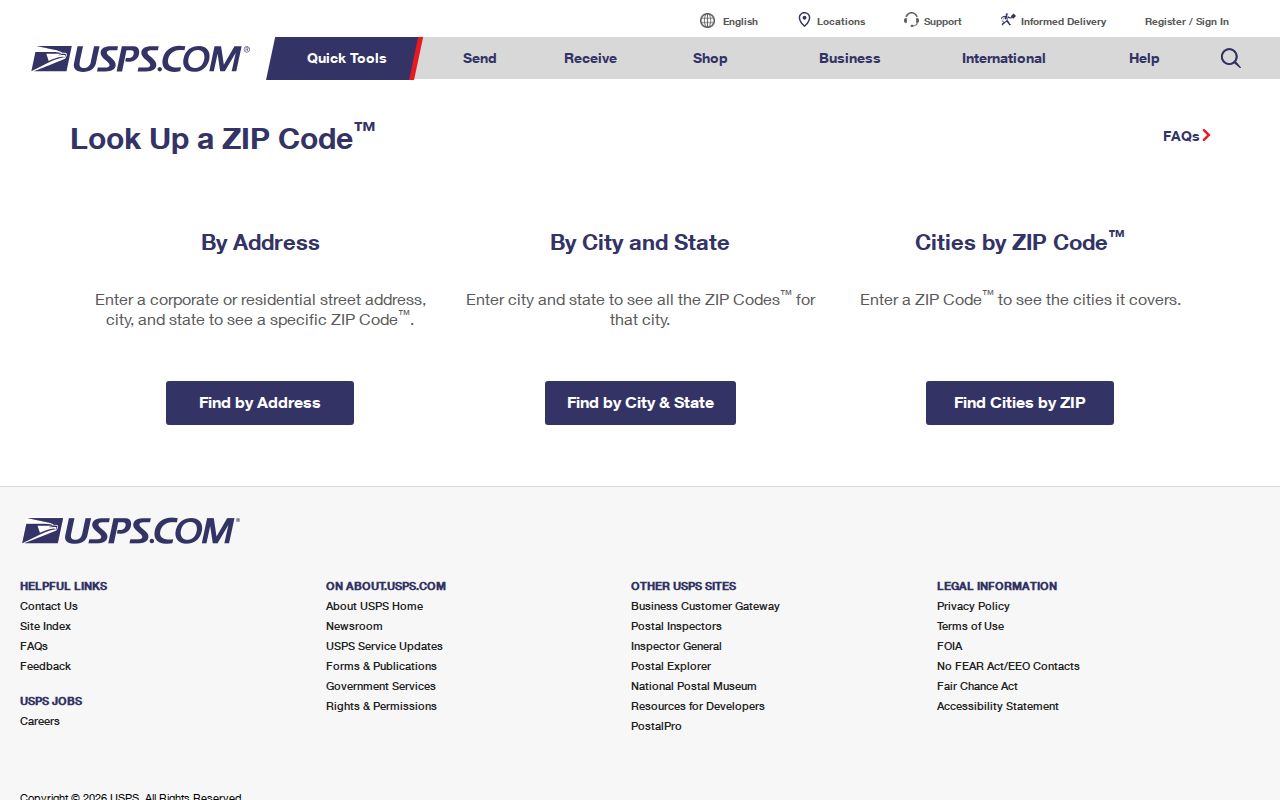USPS ZIP Code Lookup for checking a Columbus address